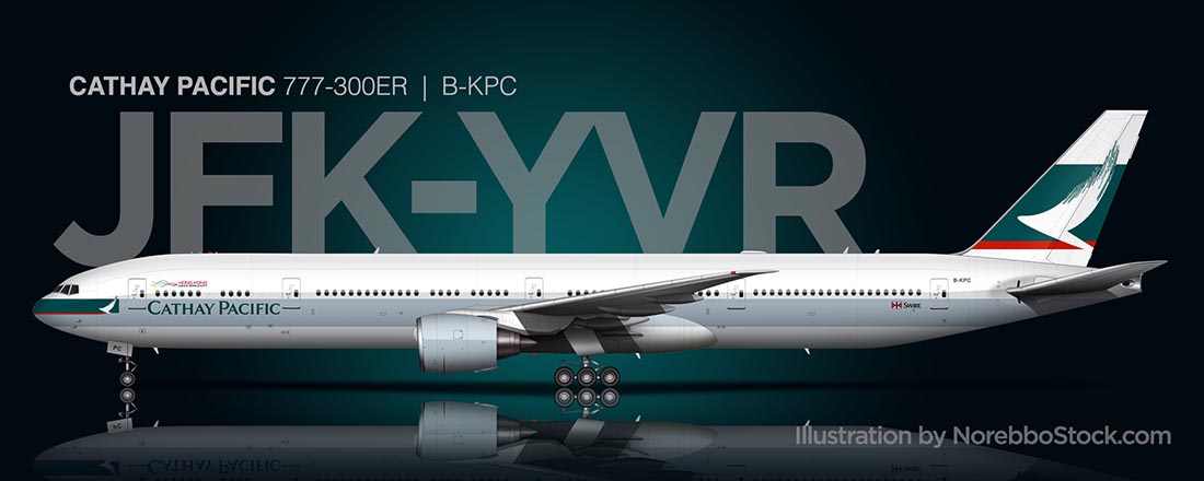 Cathay Pacific 777-300ER side view illustration by norebbostock.com