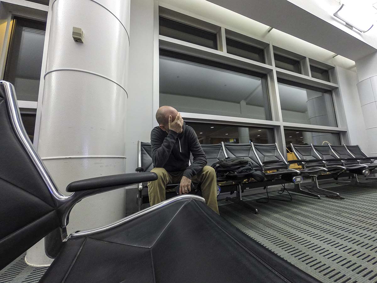 Waiting for my flight at the Seattle Tacoma international airport