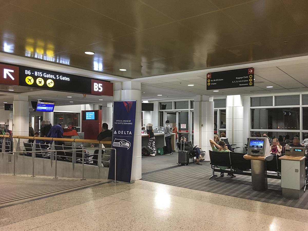 Gate B5 Delta waiting area Seattle Tacoma airport