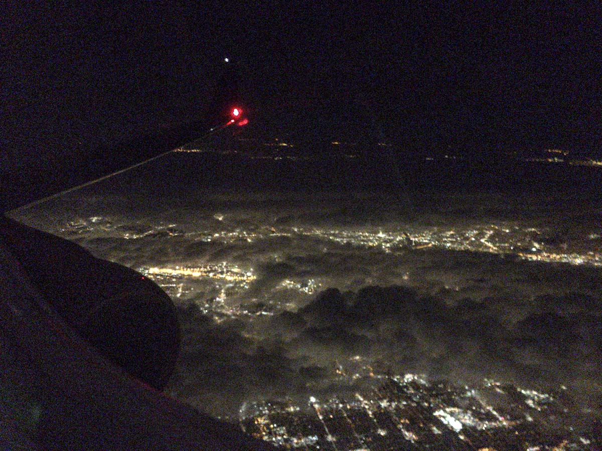 Flying over in Los Angeles at night