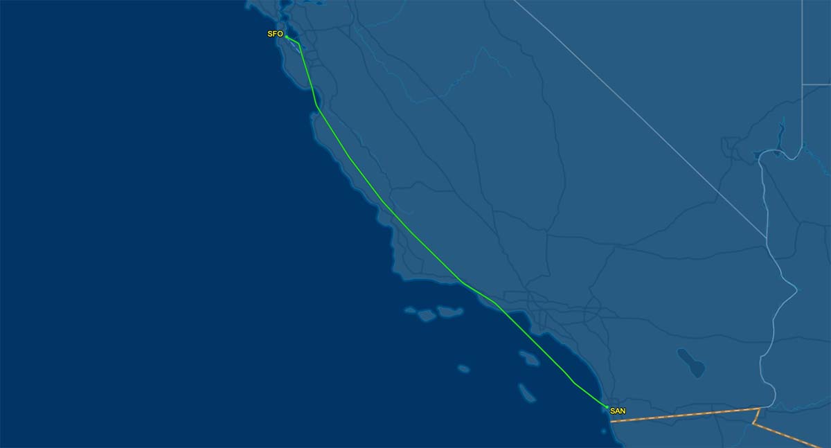 VX961 flight track