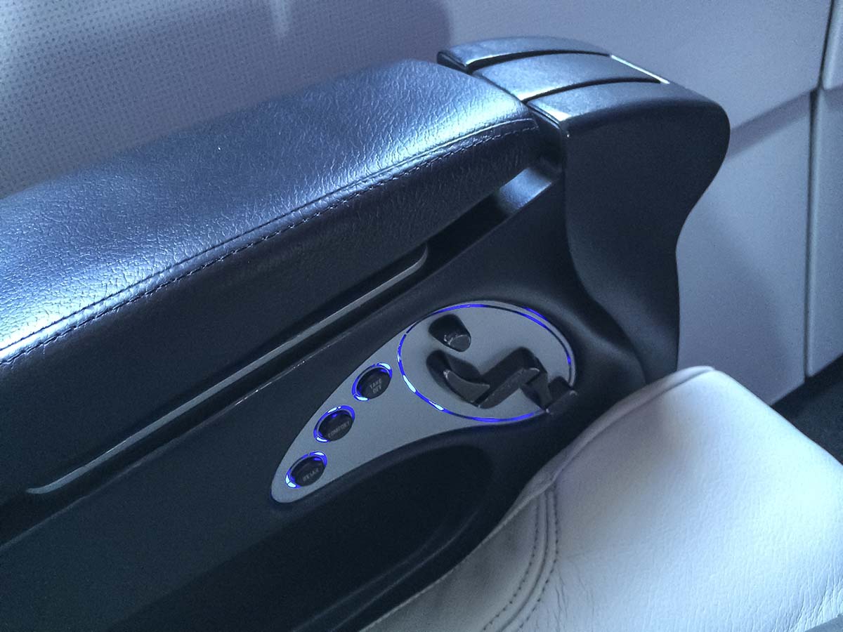 Virgin America A319 first class seat buttons and switches