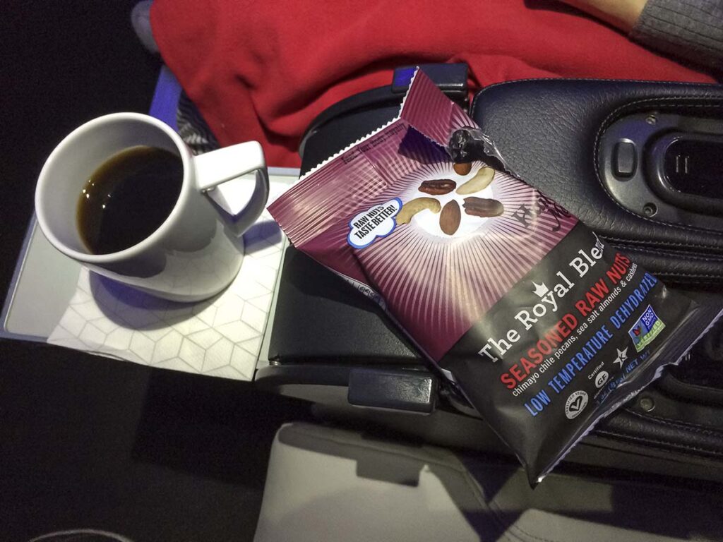 Virgin America A319 first class coffee and coffee mug