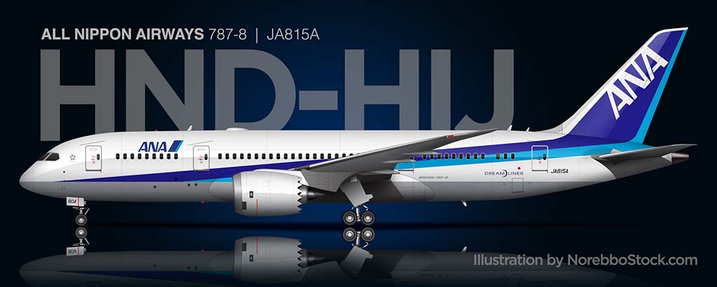 ANA 787-8 (JA815A) side view illustration by NorebboStock.com