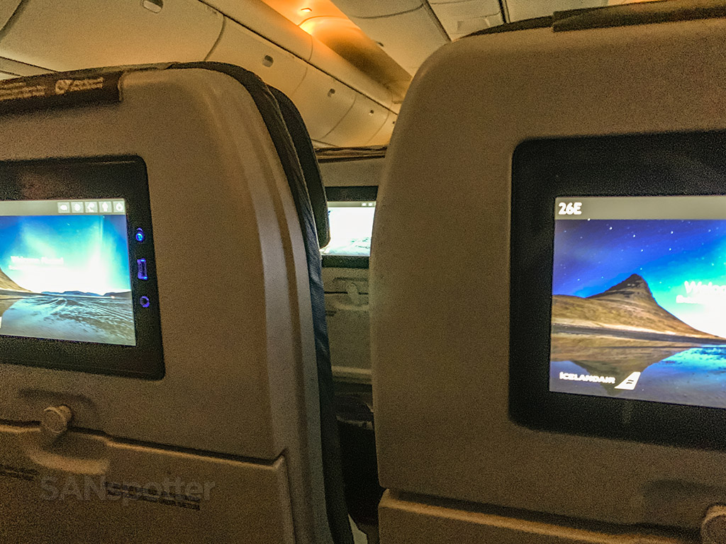 Icelandair 767-300 economy seats with video screens
