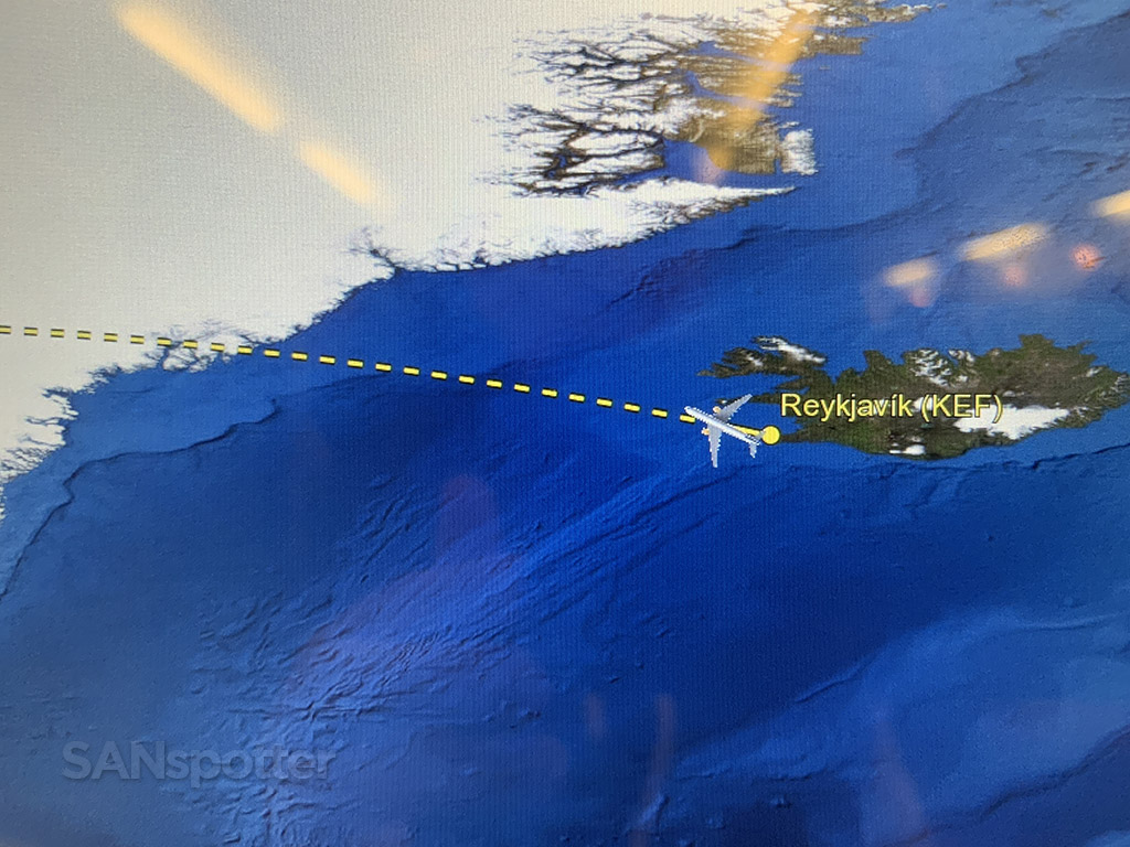 In-flight map just moments after departing Reykjavík airport