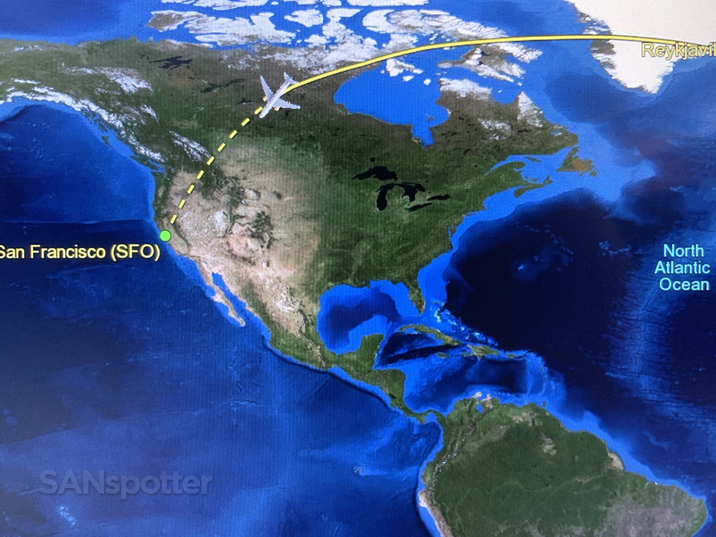 Reykjavík to San Francisco in-flight map