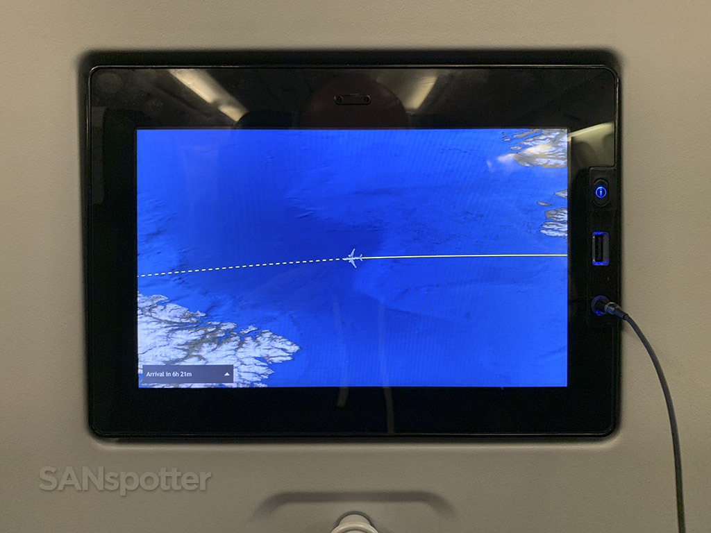 Watching the in-flight map on a flight from Reykjavík to San Francisco