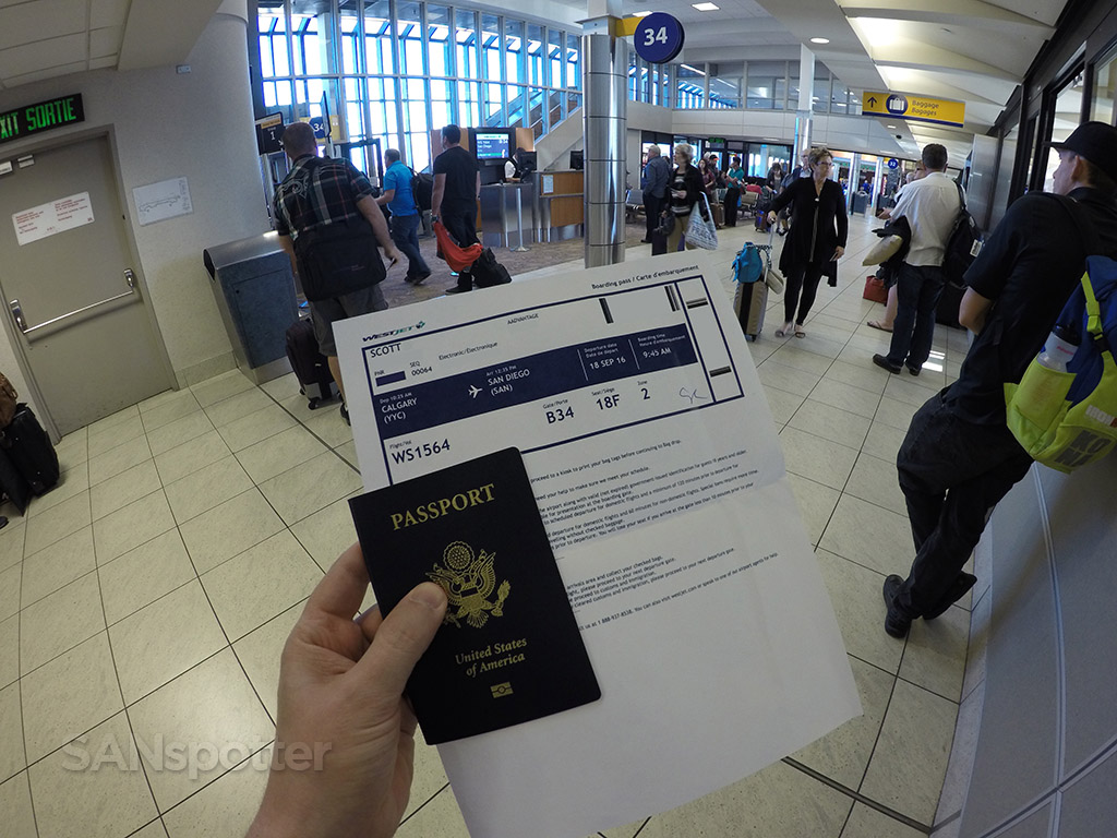 Ready to board westjet flight to San Diego from the Calgary airport 2016