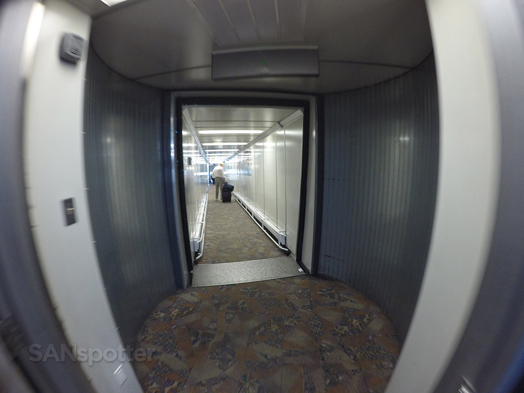 Walking down the jet bridge to gate 34 Calgary airport 2016