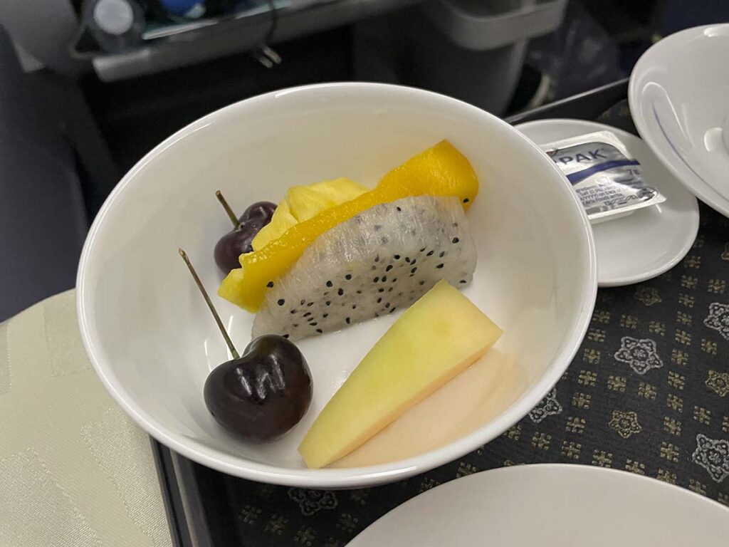 China Airlines A330-300 business class fresh fruit bowl