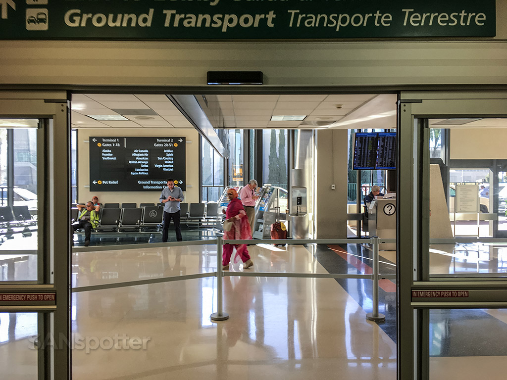 Exiting passport control and customs at the San Diego International Airport terminal 2 east in 2018